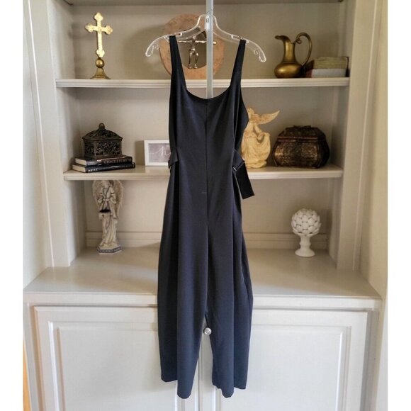 Black Sleeveless Wide-Leg Jumpsuit W Adjustable Side Straps- S - Picture 3 of 8